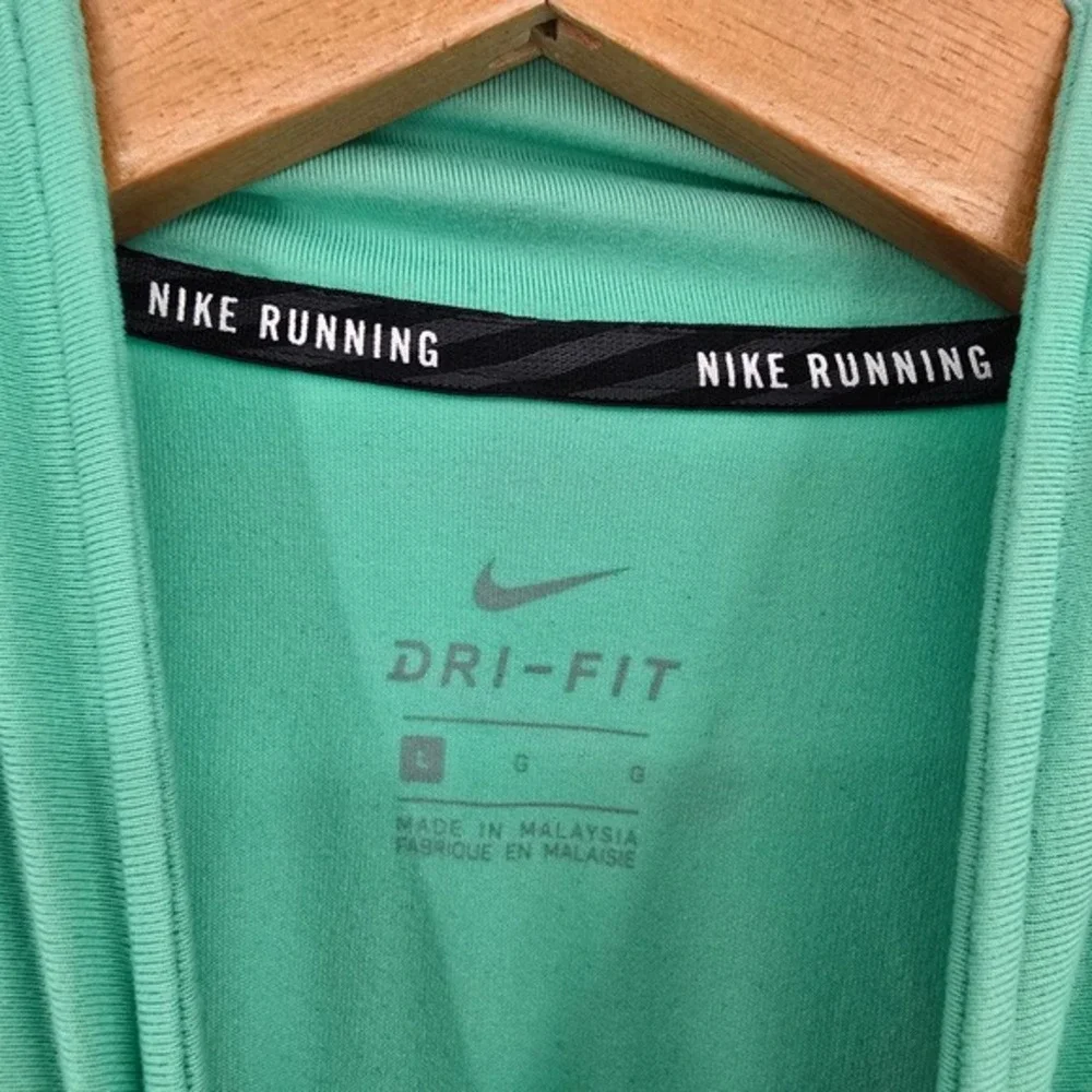 Nike Running Dri-FIT Womens Quarter Zip Pullover Mint Green Large Striped Swoosh - Picture 5 of 13